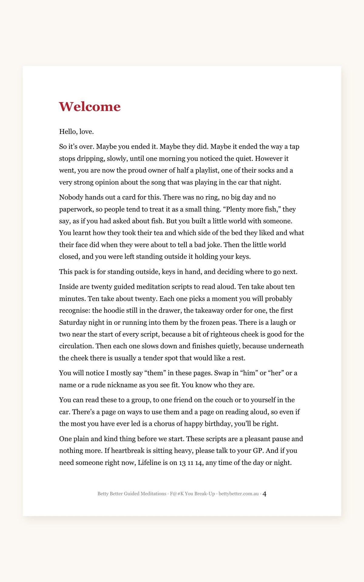 F@#K You Break-Up guided meditation scripts, welcome page