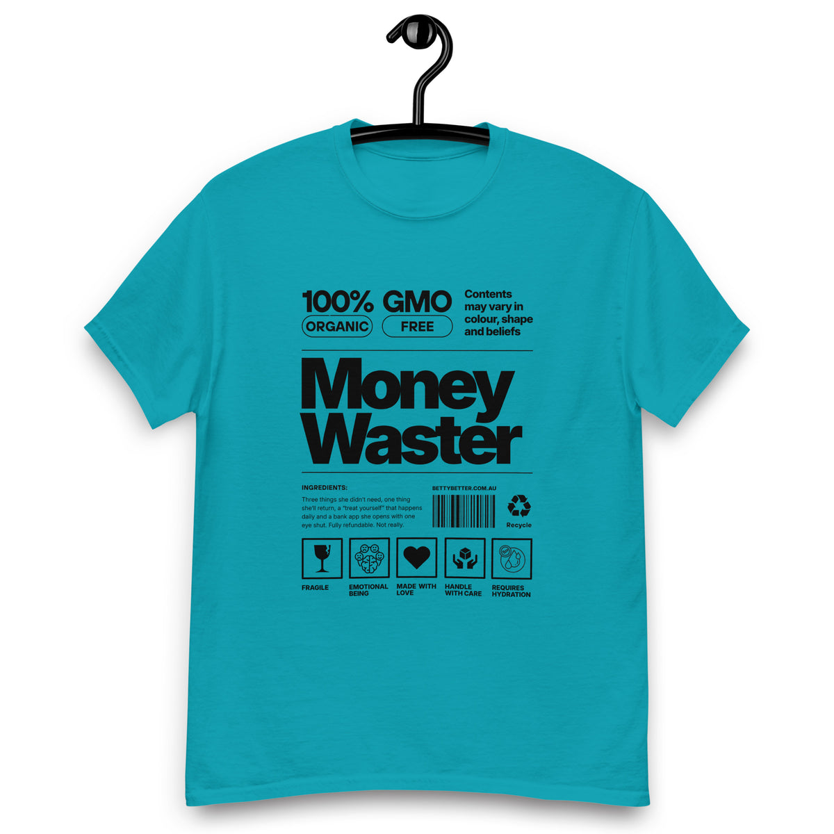 Money Waster tee, tropical blue