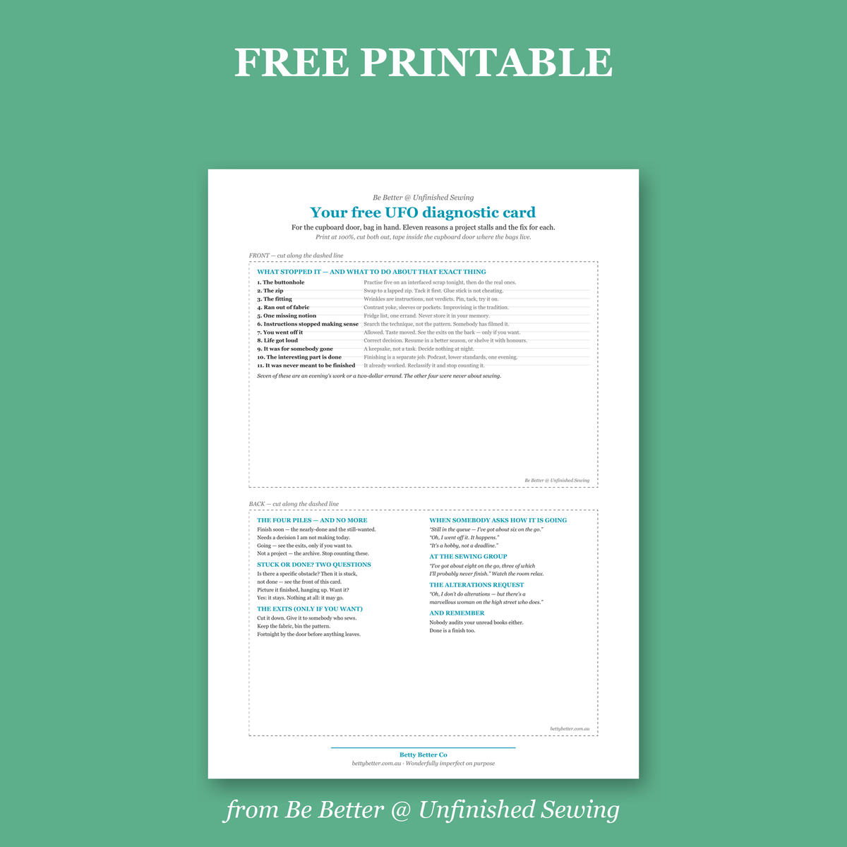 FREE UFO Diagnostic Card (Digital Download)