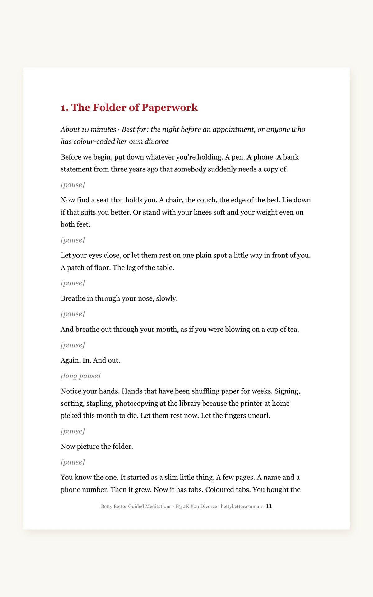 F@#K You Divorce guided meditation scripts, a 10-minute script page