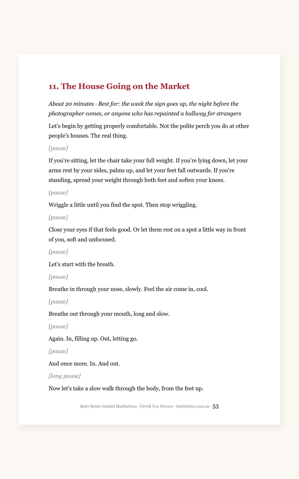 F@#K You Divorce guided meditation scripts, a 20-minute script page