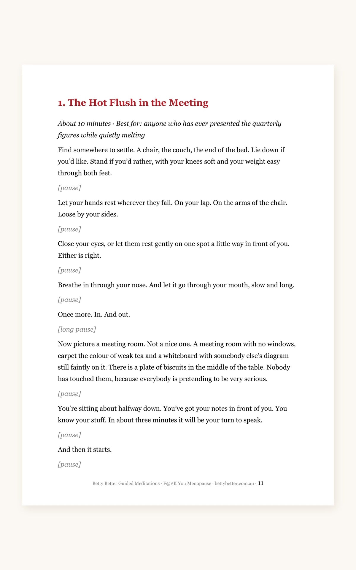 F@#K You Menopause guided meditation scripts, a 10-minute script page