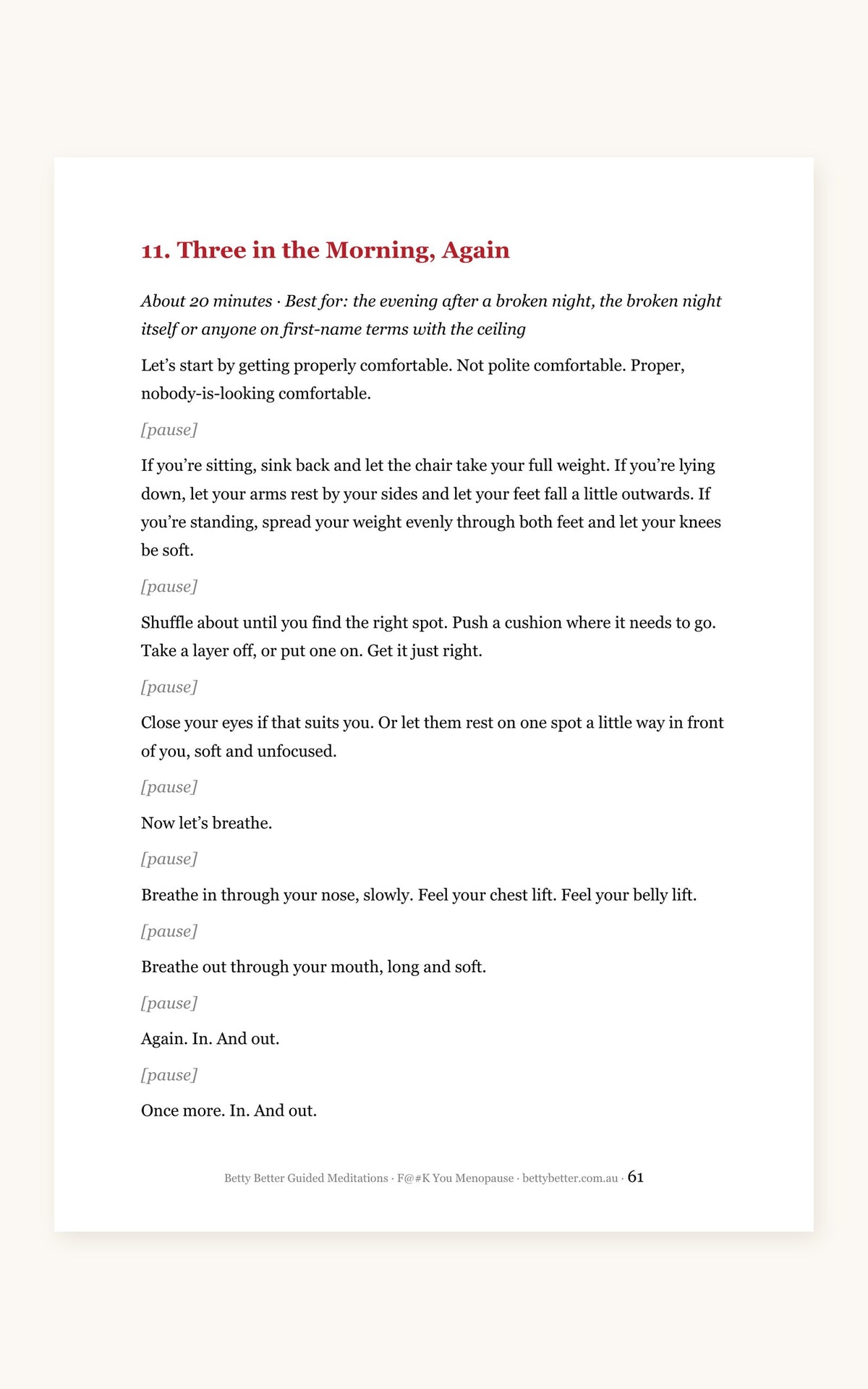 F@#K You Menopause guided meditation scripts, a 20-minute script page