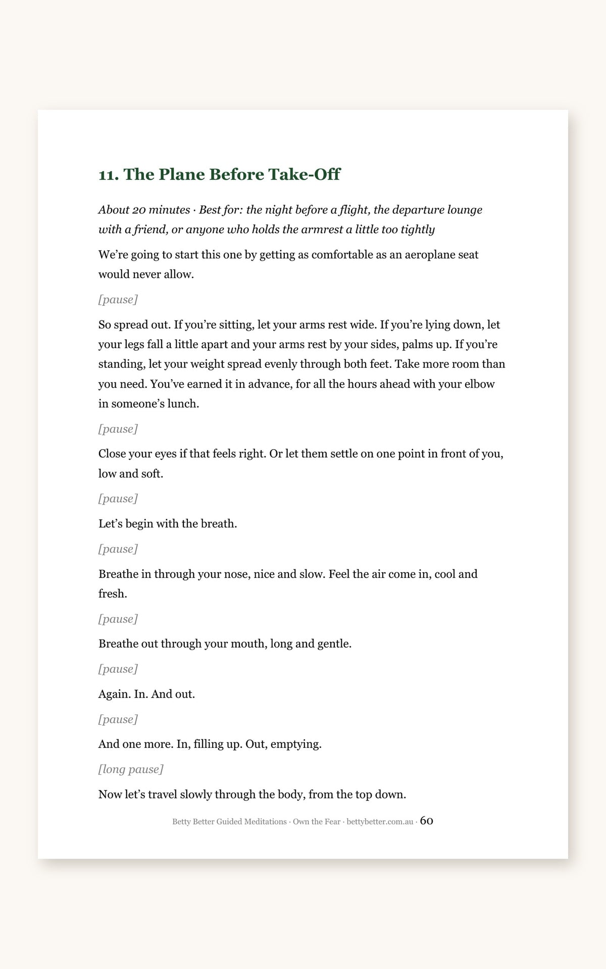 Inside Own the Fear: first page of the 20-minute script The Plane Before Take-Off
