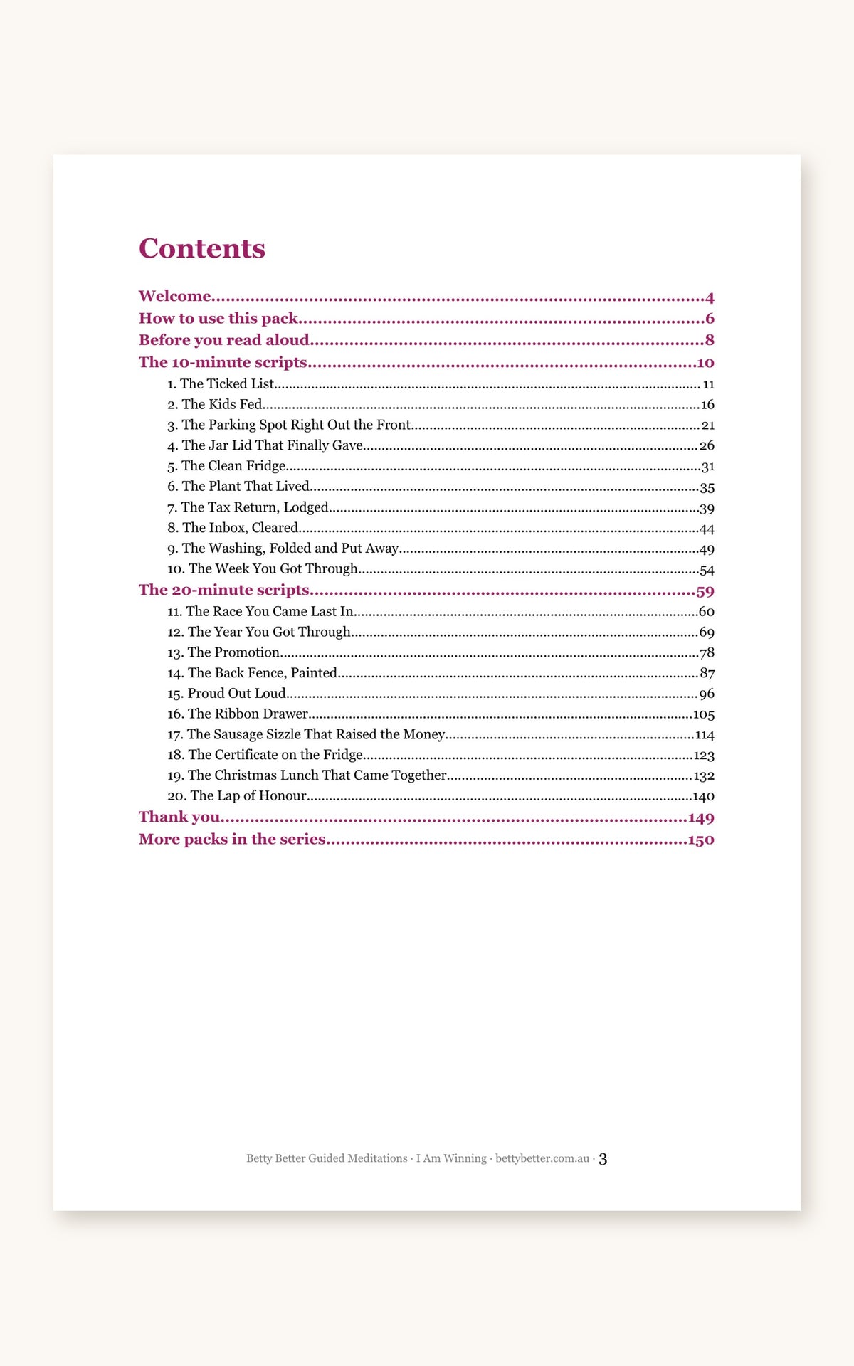 Inside the I AM Bundle: I Am Winning contents page